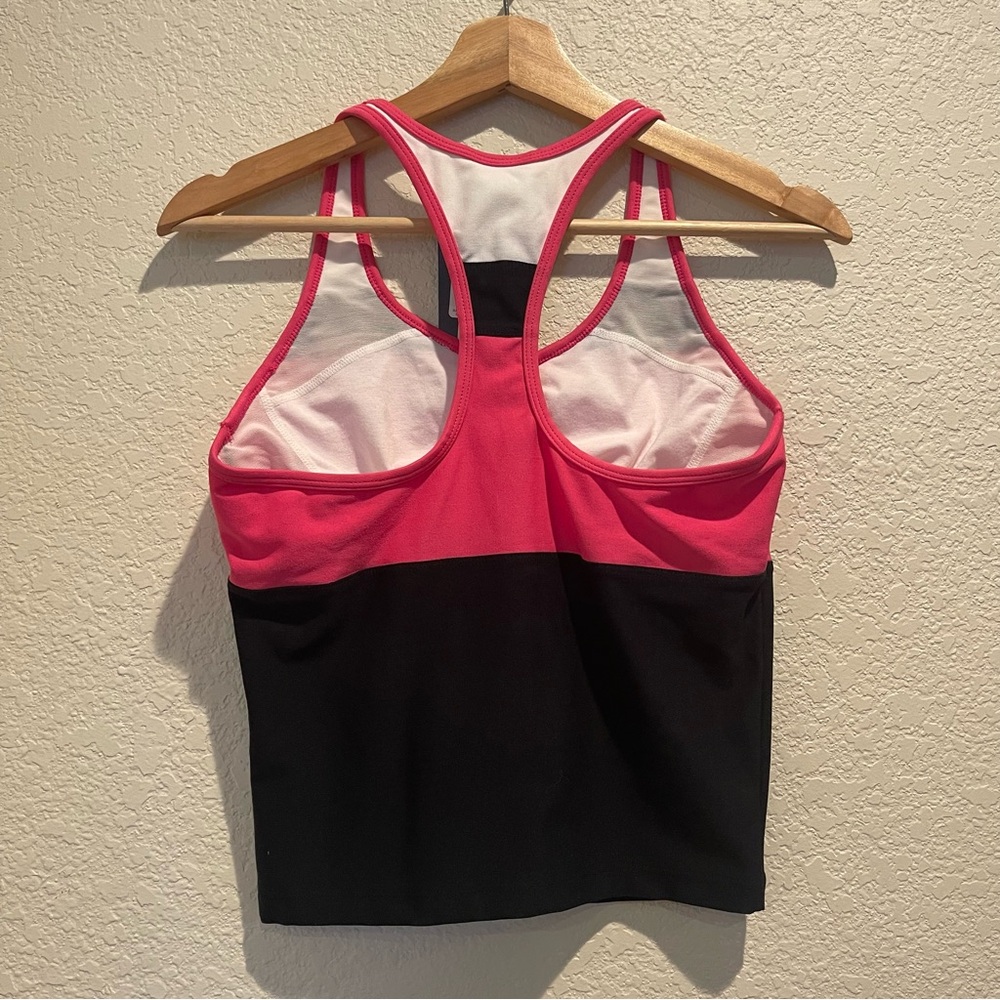 Nike Dri Fit Womens Racerback Running Built in Bra Tank size Small Pink/Black - Picture 7 of 7